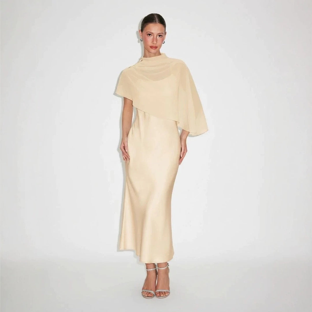 Dania satin maxi dress with a chiffon overlay