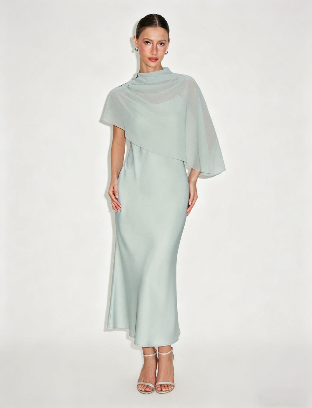 Dania satin maxi dress with a chiffon overlay