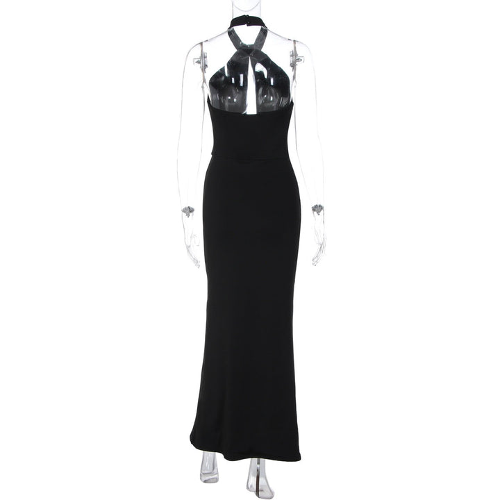 Maxi Dress with Collar, Opening, and Slit Design - LIANA