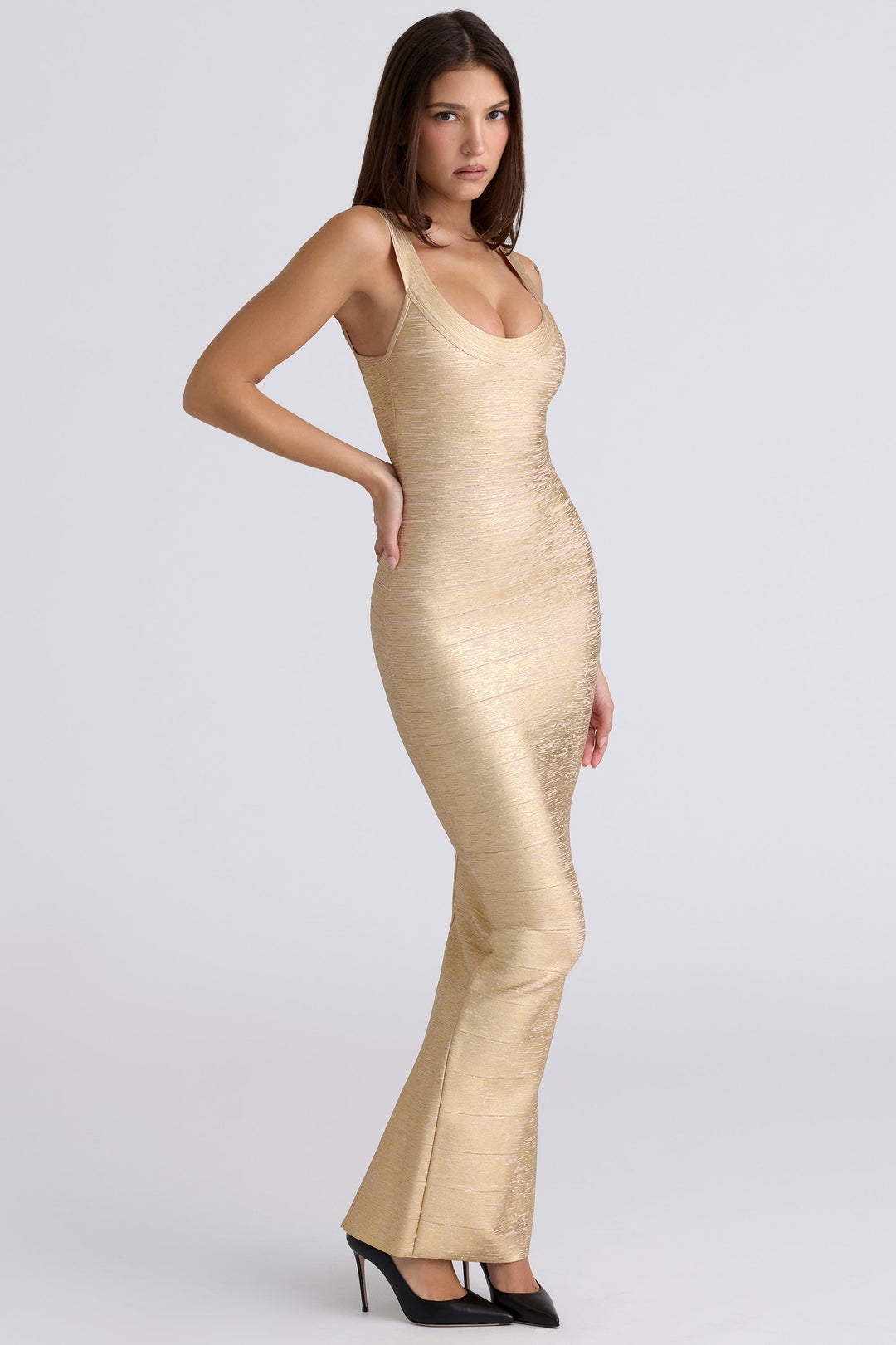 Briella maxi dress in shiny shaping fabric