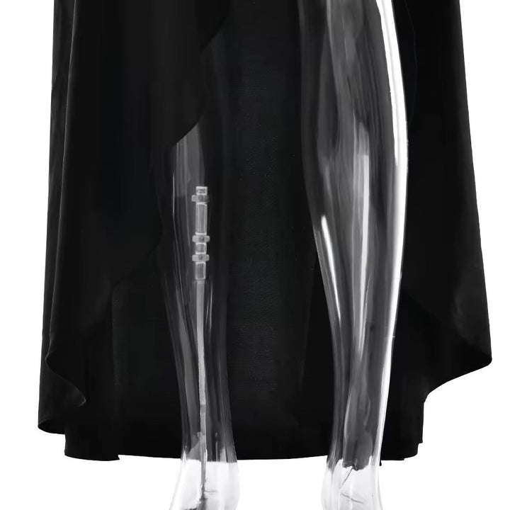Satin ruffled maxi dress with back ties - Fabiola
