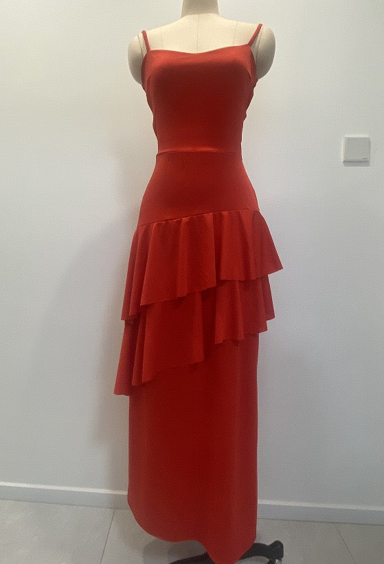 Ruffle maxi dress with back ties – Fabiana