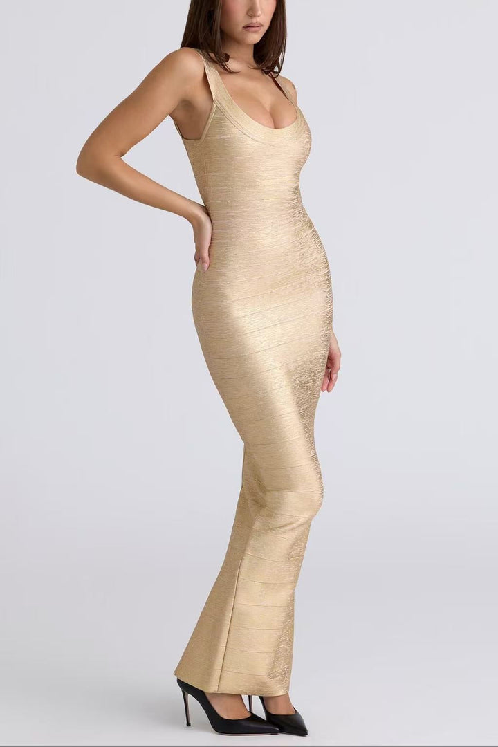 Briella maxi dress in shiny shaping fabric