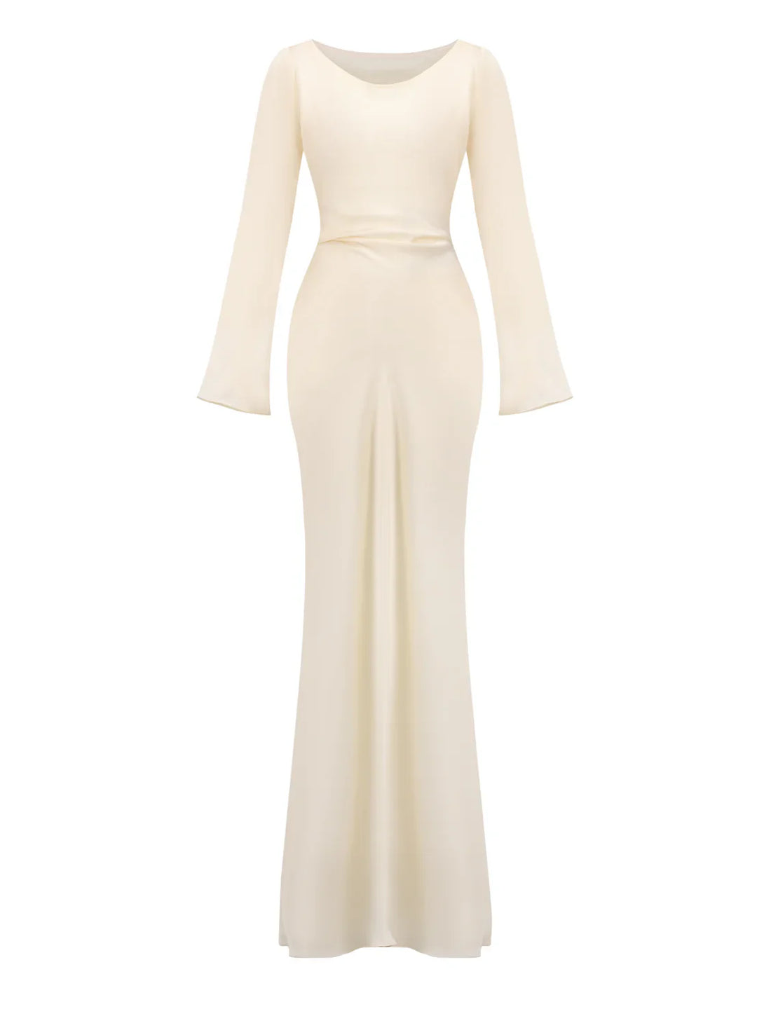 Satin maxi dress with back tie for waist fitting - Odel