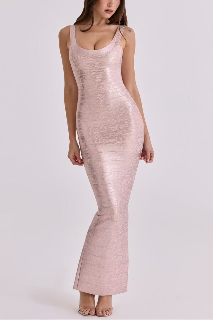 Briella maxi dress in shiny shaping fabric