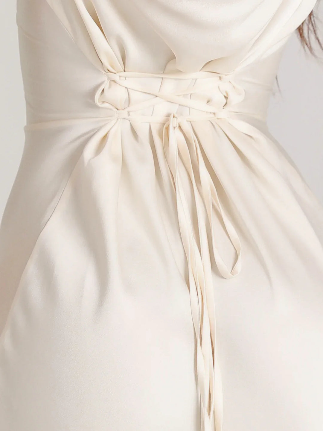 Satin maxi dress with back tie for waist fitting - Odel