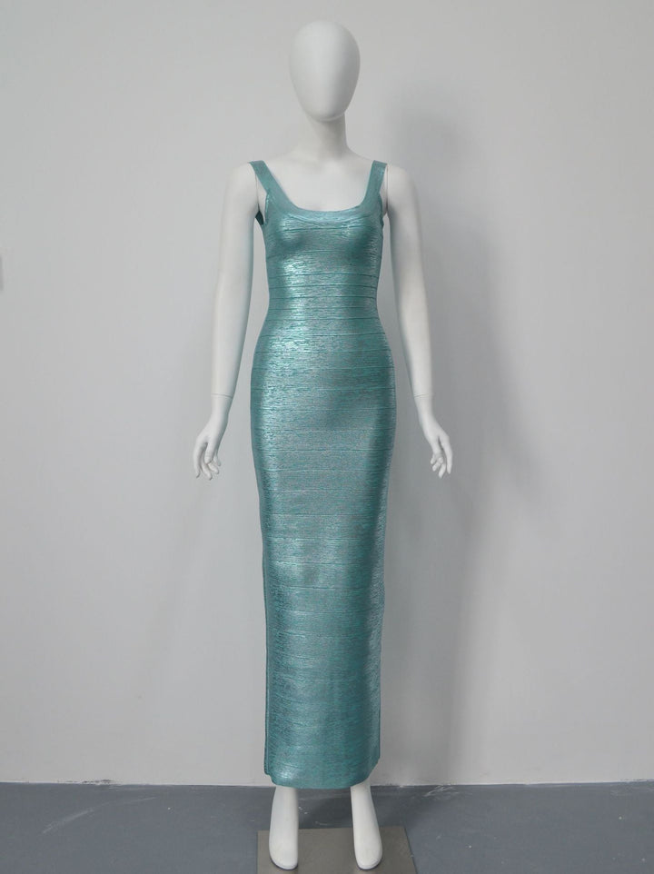 Briella maxi dress in shiny shaping fabric
