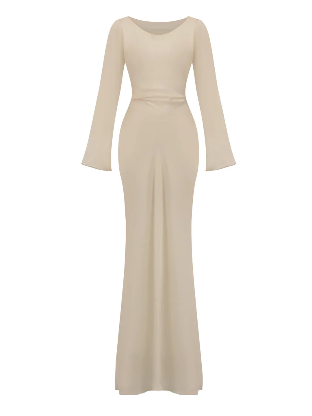 Satin maxi dress with back tie for waist fitting - Odel