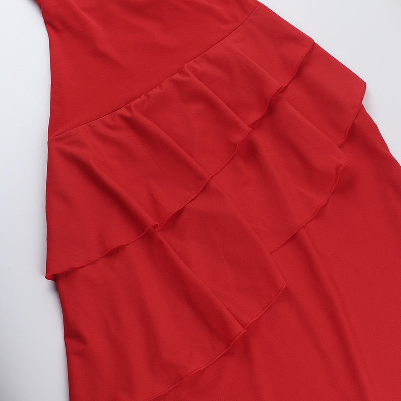 Ruffle maxi dress with back ties – Fabiana