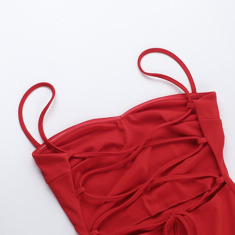 Ruffle maxi dress with back ties – Fabiana