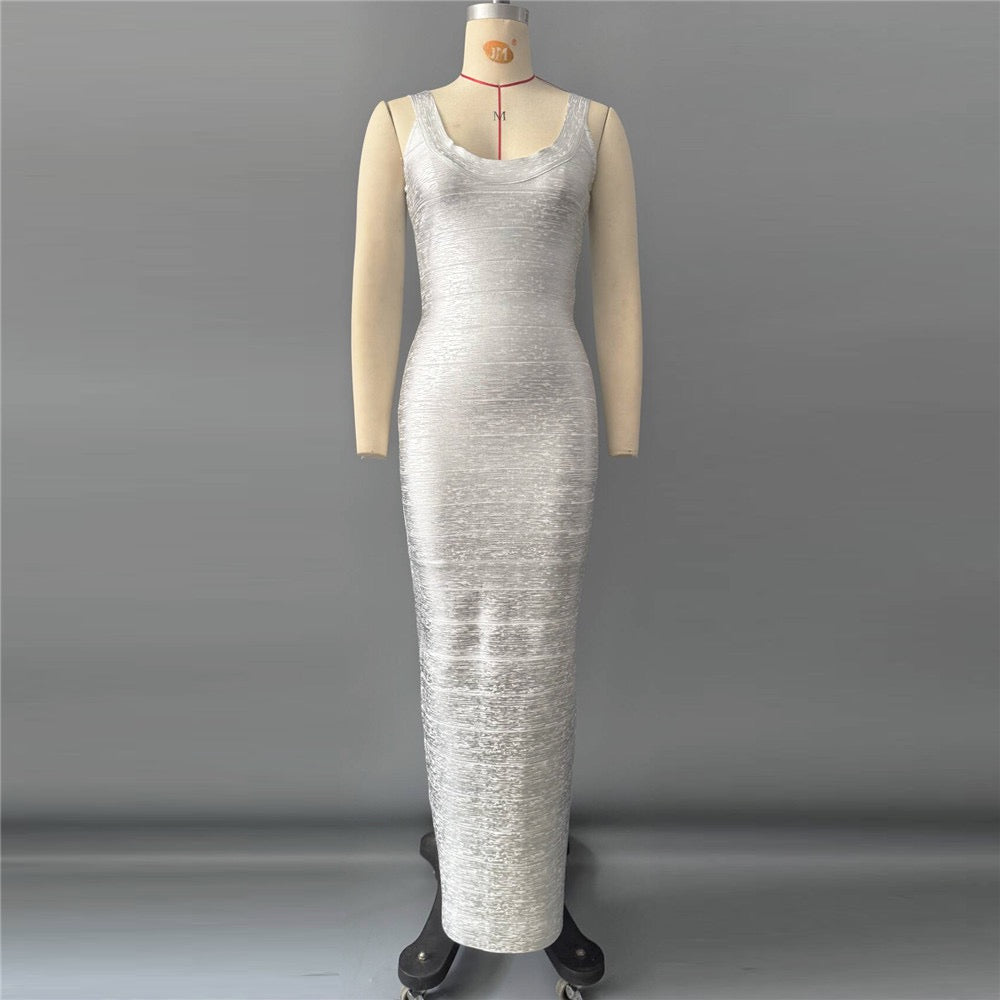 Briella maxi dress in shiny shaping fabric