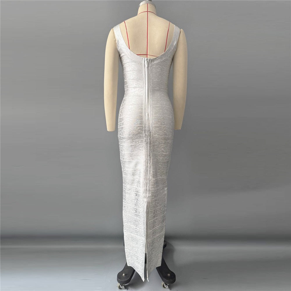 Briella maxi dress in shiny shaping fabric
