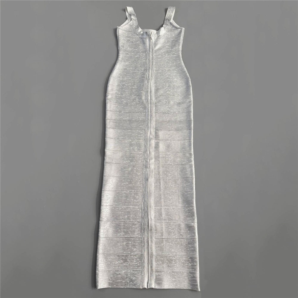 Briella maxi dress in shiny shaping fabric