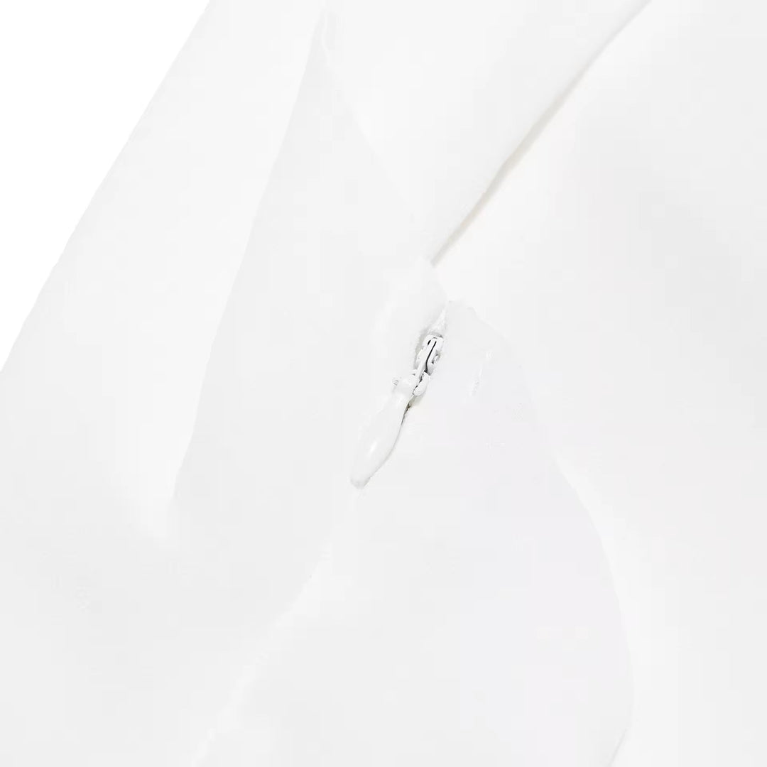 Ruffled Chiffon Mini Dress with Draped Collar and Open Back - Juliana