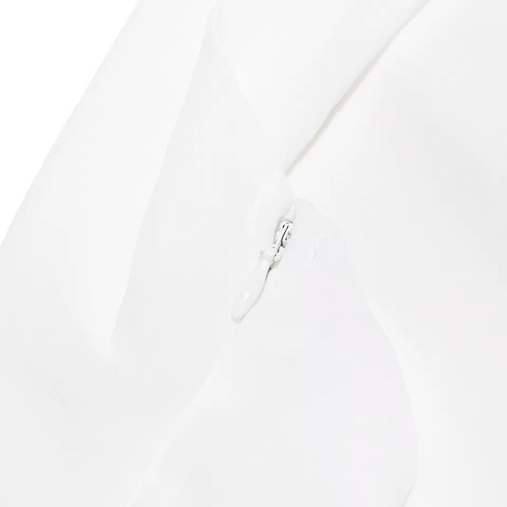 Ruffled Chiffon Mini Dress with Draped Collar and Open Back - Juliana