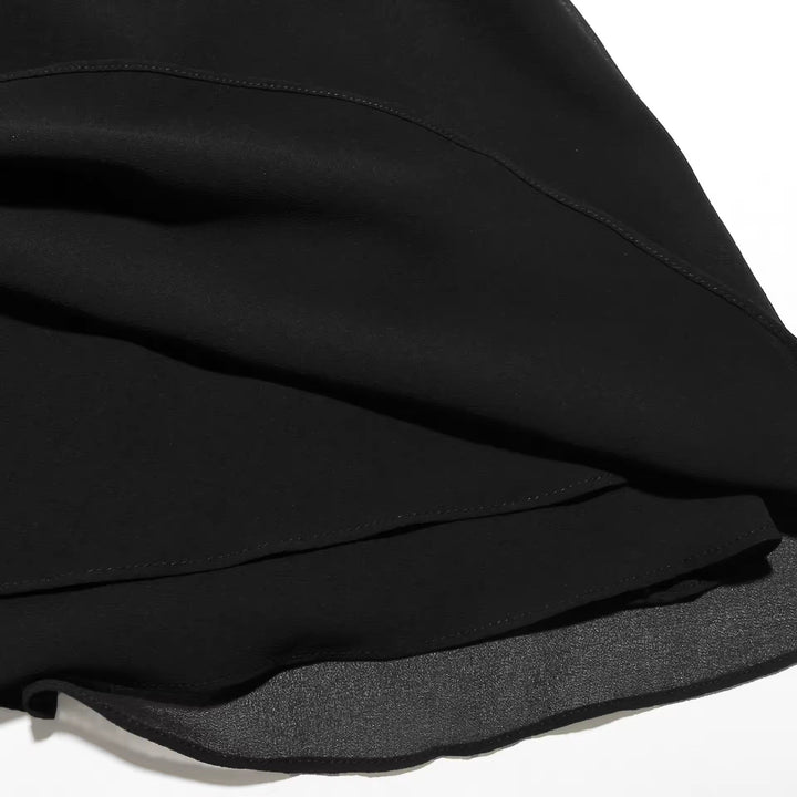 Ruffled Chiffon Mini Dress with Draped Collar and Open Back - Juliana