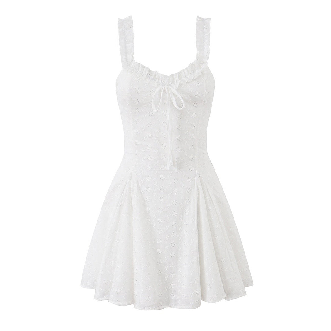 A-line mini dress in embroidered eyelet fabric – Yaeli
