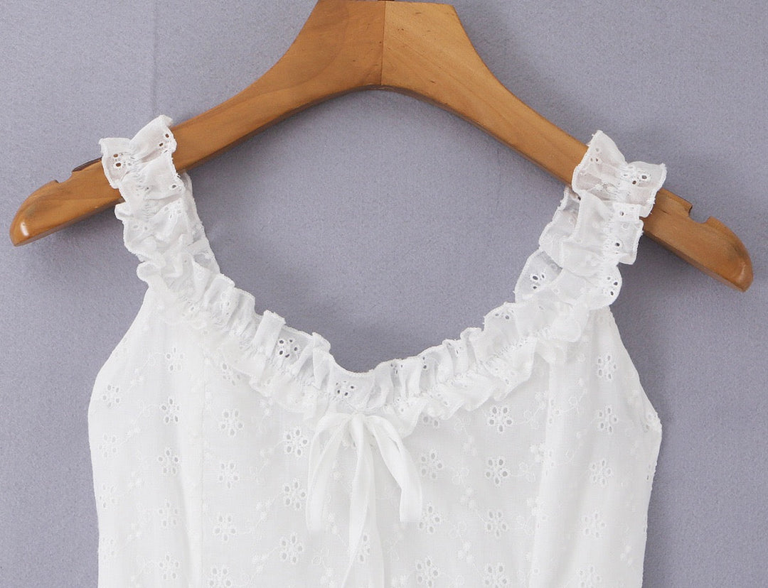 A-line mini dress in embroidered eyelet fabric – Yaeli