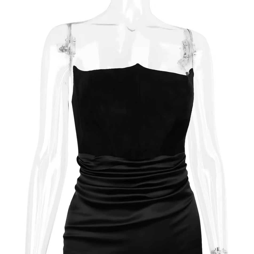 Strapless Satin Maxi Dress with Fitted Corset - Noya