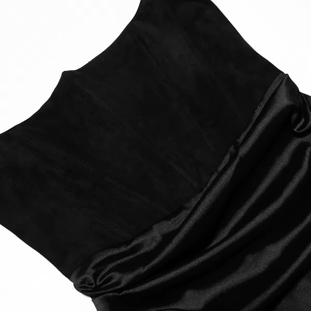 Strapless Satin Maxi Dress with Fitted Corset - Noya