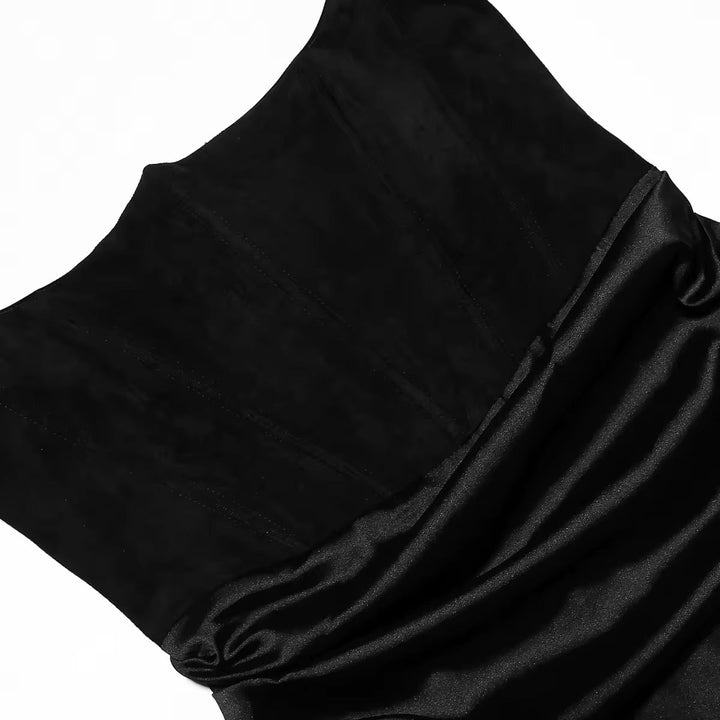 Strapless Satin Maxi Dress with Fitted Corset - Noya