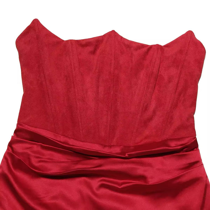 Strapless Satin Maxi Dress with Fitted Corset - Noya