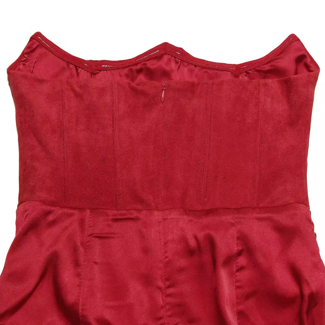 Strapless Satin Maxi Dress with Fitted Corset - Noya