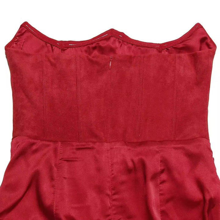 Strapless Satin Maxi Dress with Fitted Corset - Noya