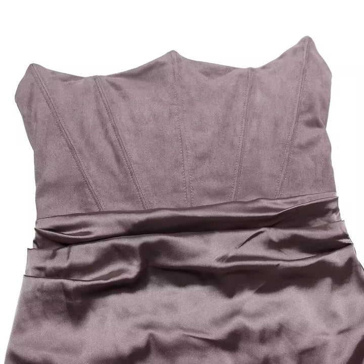 Strapless Satin Maxi Dress with Fitted Corset - Noya