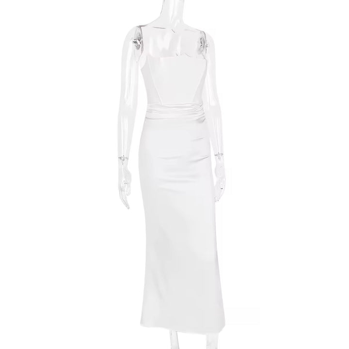 Strapless Satin Maxi Dress with Fitted Corset - Noya