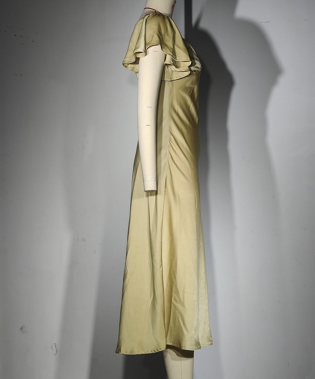Koren satin midi dress with an off-the-shoulder design