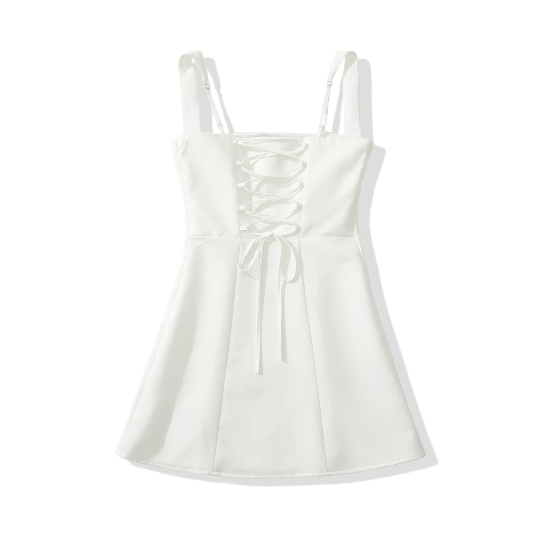 A-line mini dress with back ties for a fitted waist – Vela