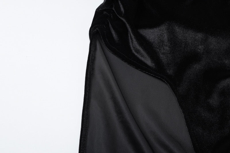 Velvet Strapless Maxi Dress with Slit Design - BONNEY