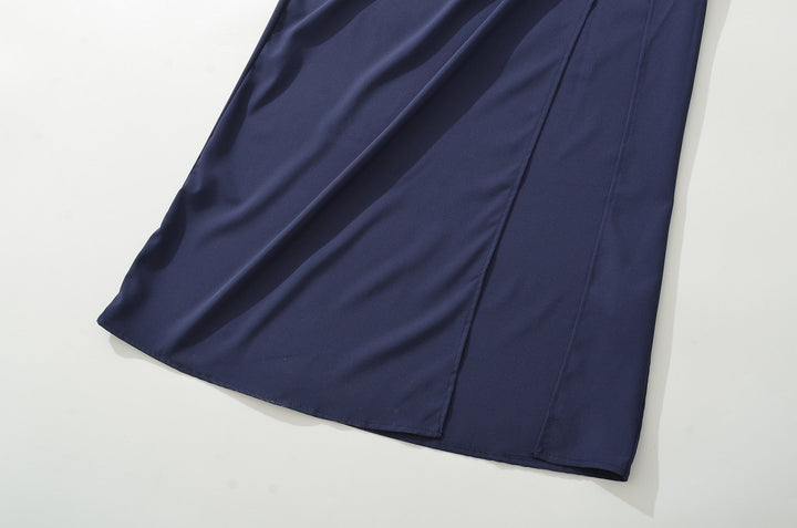 Elegant maxi dress with a slit and back ties for a fitted waist – SKY