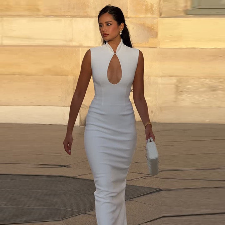 Elegant Fitted Maxi Dress with Buckle Closure - IRENA