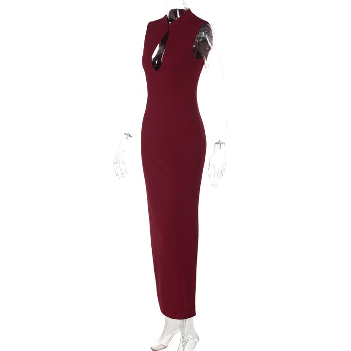 Elegant Fitted Maxi Dress with Buckle Closure - IRENA