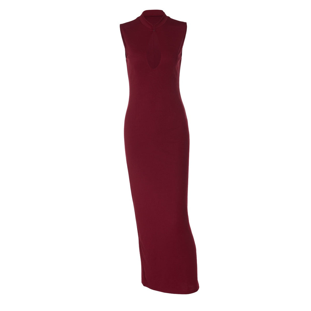 Elegant Fitted Maxi Dress with Buckle Closure - IRENA