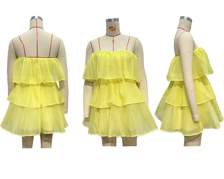 Jenny strapless tiered chiffon ruffle mini dress
