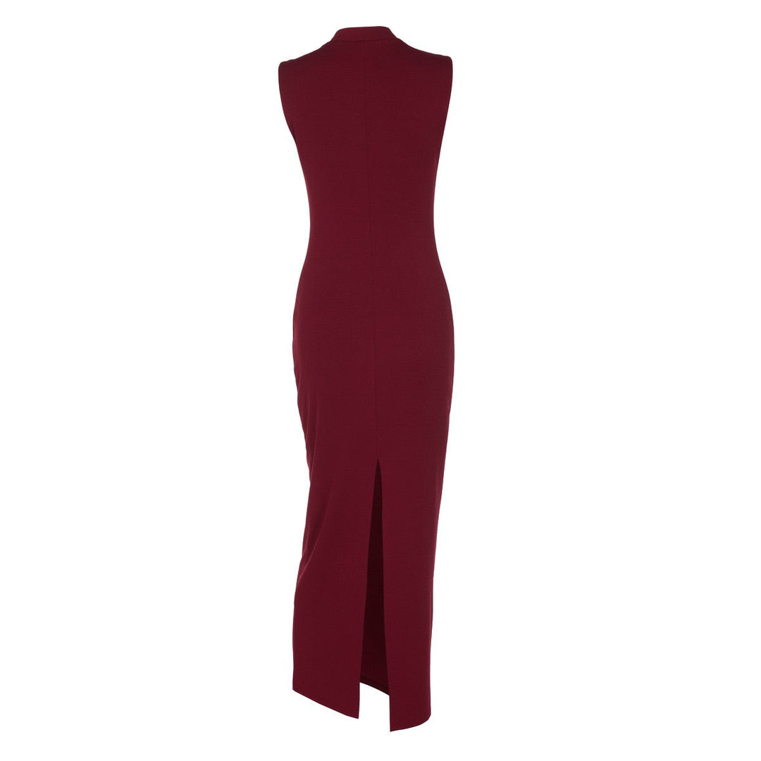 Elegant Fitted Maxi Dress with Buckle Closure - IRENA