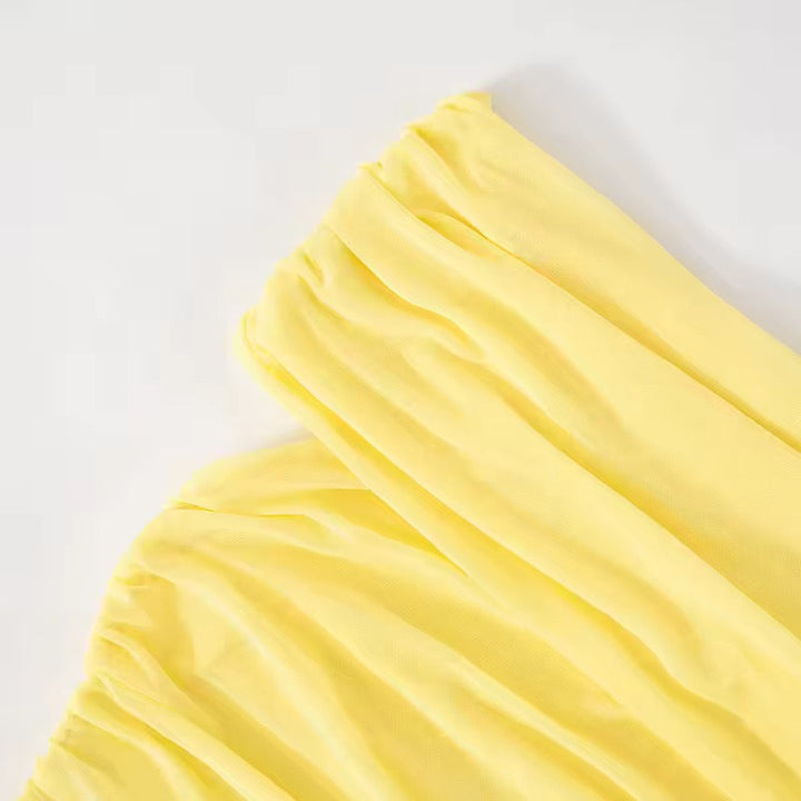 Maxi dress with ruching, mesh design and off-shoulder - Keshet