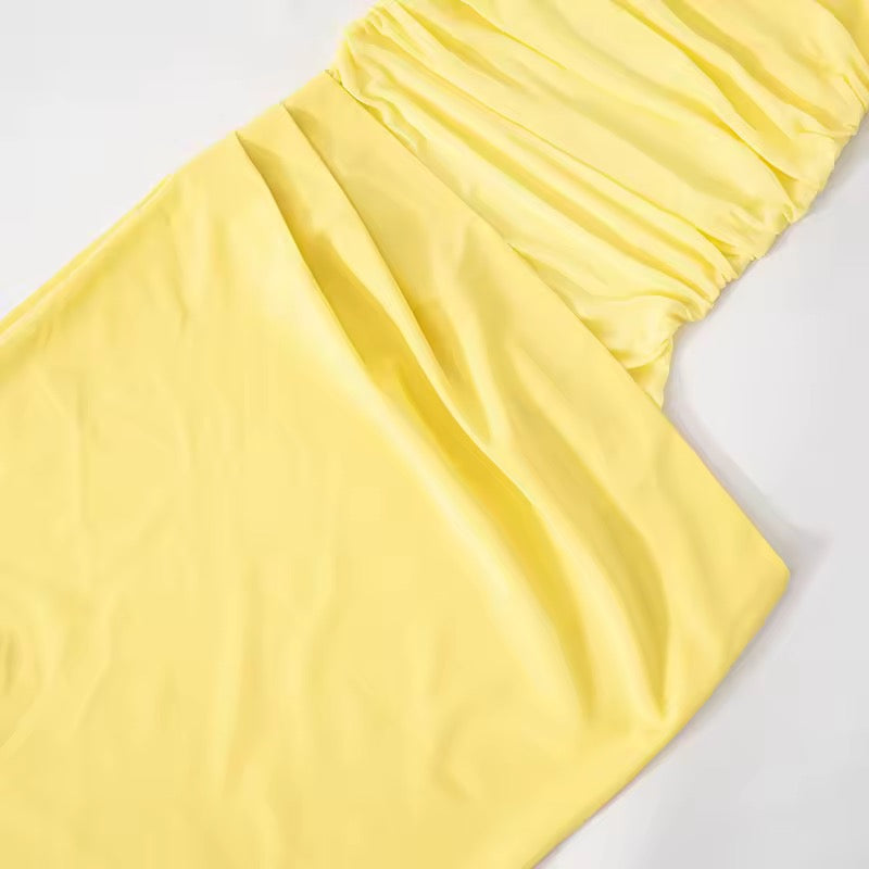 Maxi dress with ruching, mesh design and off-shoulder - Keshet