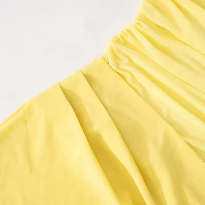 Maxi dress with ruching, mesh design and off-shoulder - Keshet