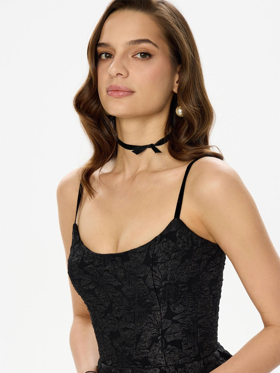 Midi A-Line Dress with Embroidered Floral Illustrations - Liliana