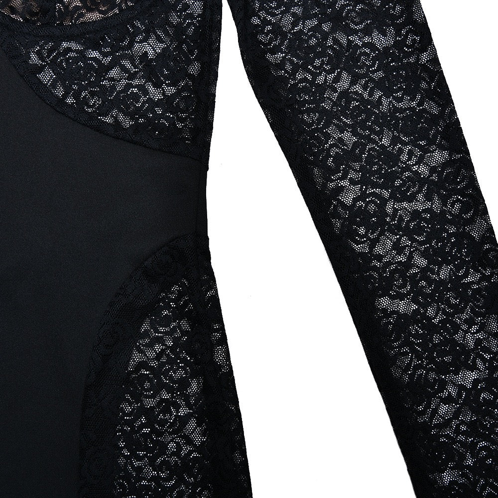 Maxi Dress with Lace Design - OR