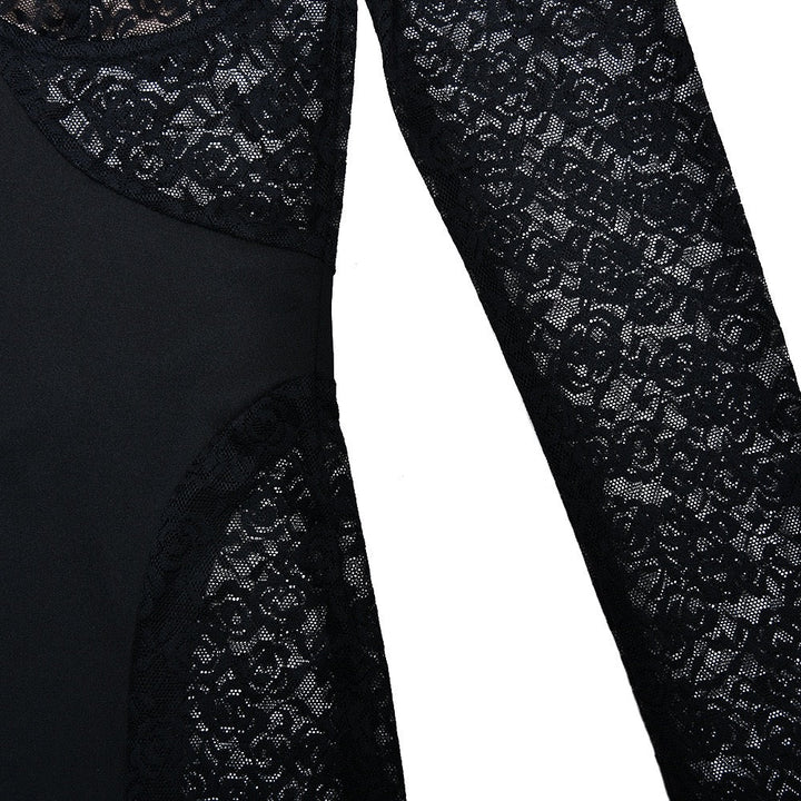 Maxi Dress with Lace Design - OR