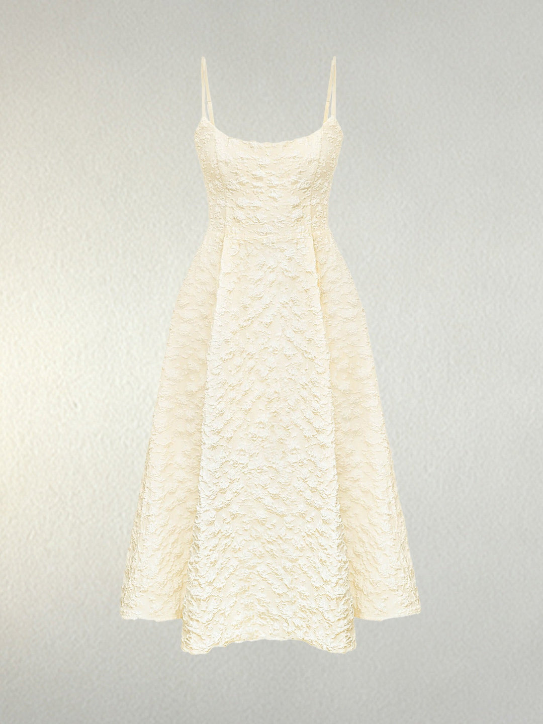 Midi A-Line Dress with Embroidered Floral Illustrations - Liliana