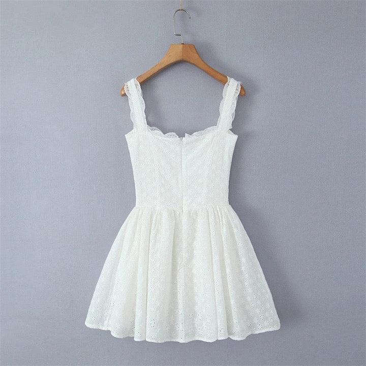 A-line country-style mini dress with floral embroidery – Amy