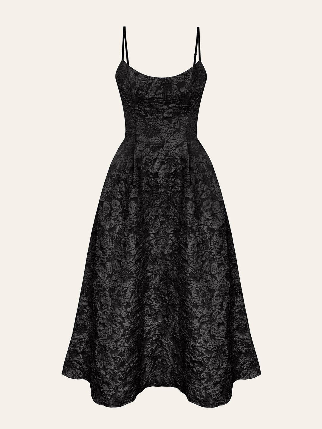 Midi A-Line Dress with Embroidered Floral Illustrations - Liliana