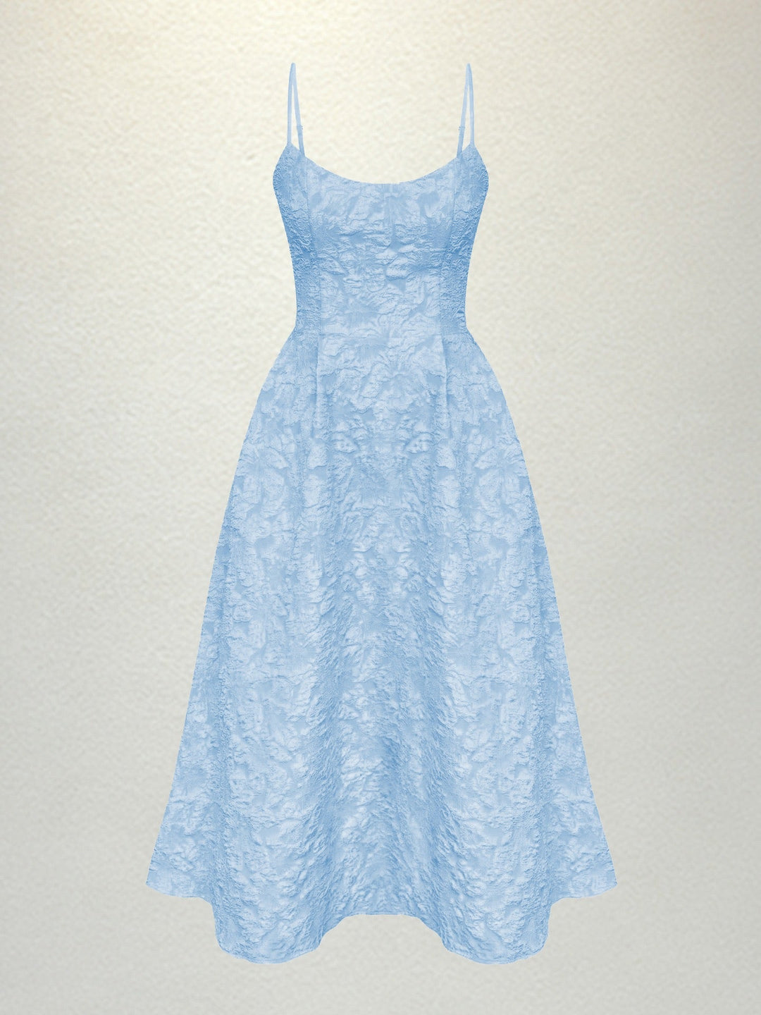 Midi A-Line Dress with Embroidered Floral Illustrations - Liliana