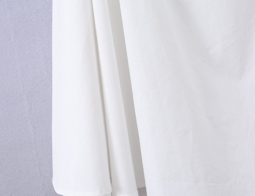 Midi dress with neck ties, an open back, and ruching – LANA
